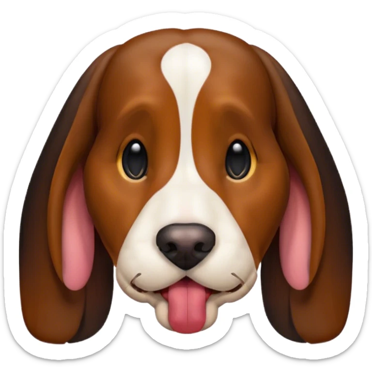 Face of black and brown basset hound with its tongue out sticker