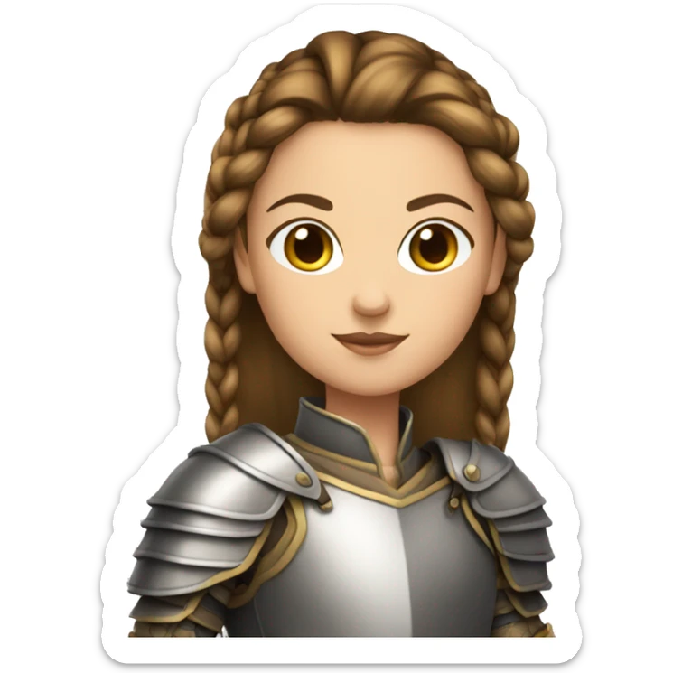 Girl knight with French braids, brown hair and sunglasses sticker