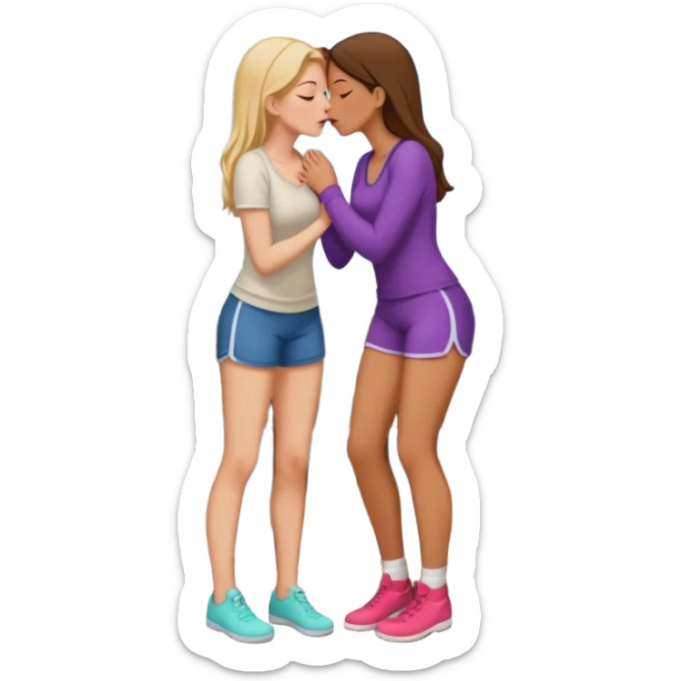 a girl, big butt, white, on her porch, having sex with another girl, no pants, kissing sticker