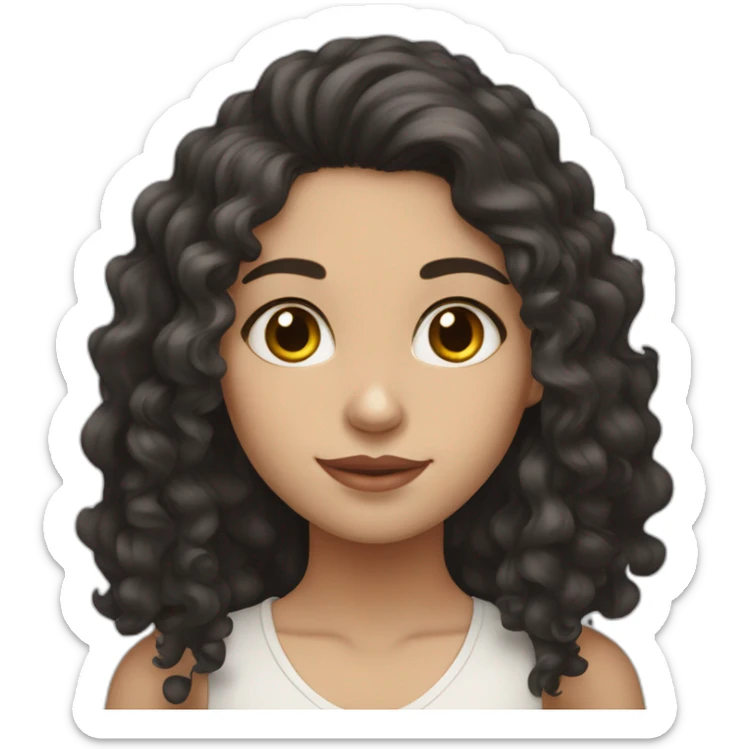 White skin color pakistani girl with black curly long hair sticker