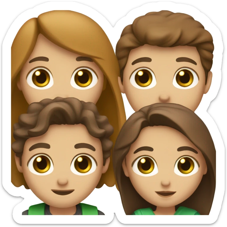 A couple with a boy with brown hair and beard and green eyes and a girl with long brown hair and brown eyes  sticker
