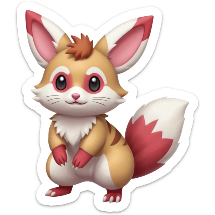 Cute adorable pastel Furret-Minccino-Zangoose-Buizel-hybrid-fusion, full body sticker