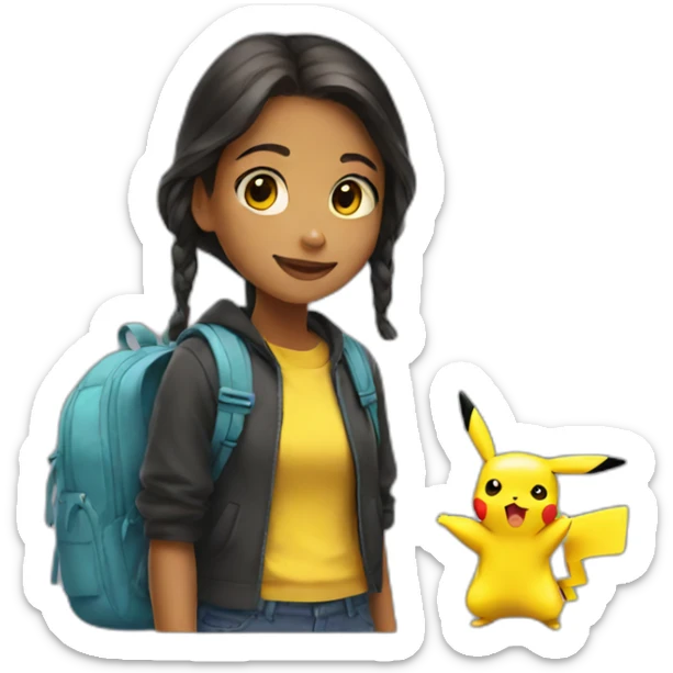girl with pikachu sticker