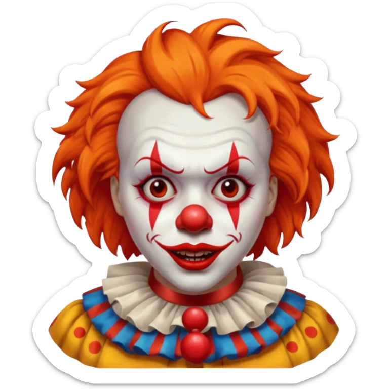 The clown from the movie IT With a little orange hair with the scary lip sticker