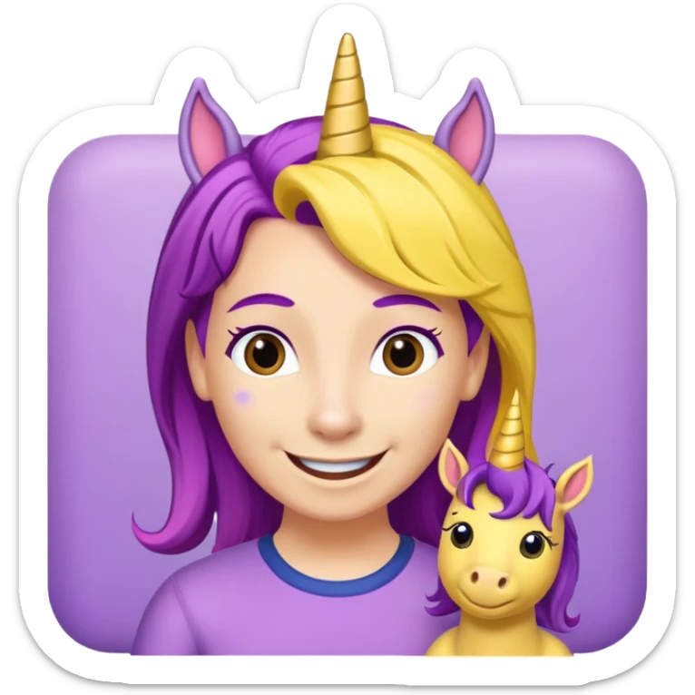 Shirley Shawn the Unicorn from The Wiggles with yellow skin with purple hair sticker