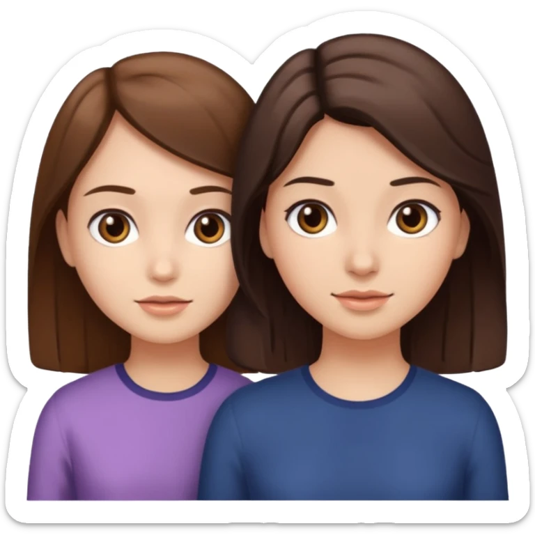 2 Besties g girls one dark brown hair one light brown hair sticker