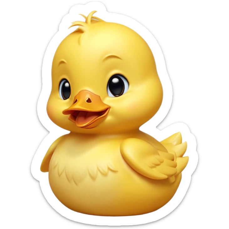 Cinematic Cute Yawning Yellow Baby Duck Portrait Emoji, Head tilted slightly with a dramatic, wide-open yawn, showcasing a soft, downy yellow coat with little drooping wings, round eyes barely open in drowsy contentment, Simplified yet irresistibly adorable features, highly detailed, glowing with a soft, cozy glow, high shine, relaxed yet expressive, stylized with a touch of whimsical charm, bright and endearing, soft glowing outline, capturing the essence of a sleepy yet affectionate duckling, so drowsy it feels like it could stretch out of the screen and curl up for a nap! sticker