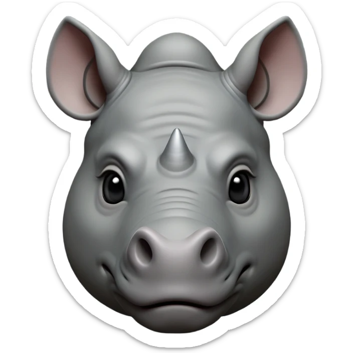 cinematic-noble--rhinoceros-portrait-emoji,slate-grey-hide--poised-and-regal,-with-a-massive,-powerful-build-and-a-thick, -deep-set-soulful-piercing-eyes,-simplified-yet-sharp-and-sophisticated-features,-highly-detailed,-large-black-eyes, zoomed out showing shoulders sticker