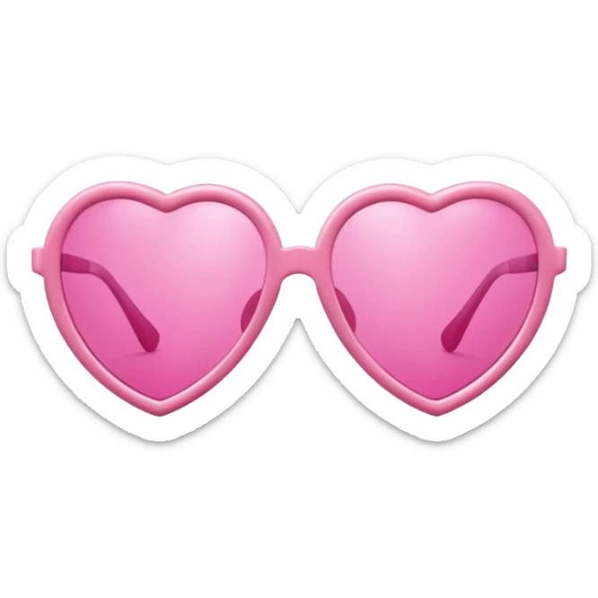  pink pair of pink heart-shaped sunglasses, shiny plastic frame, playful and cute style, soft reflections, isolated on transparent background" sticker
