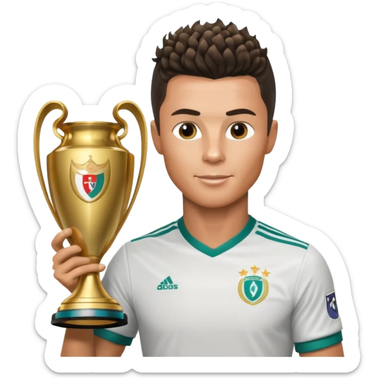 Cristiano Ronaldo holfing the champions league with noodle hair a bit longer noodle hair sticker