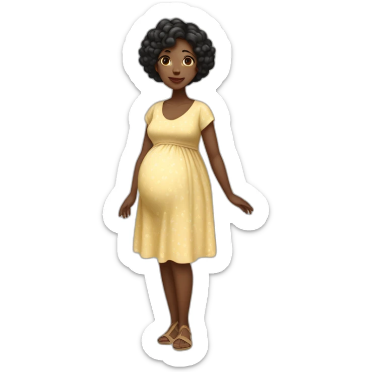 One full body black pregnant lady with very short blackish brownish 4c hair mid 20’s in summer dress sticker