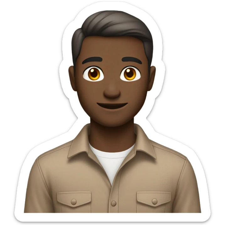 sub male with A soft brown button-up shirt with a slim fit and simple collar, offering a clean and gentle look.

 sticker