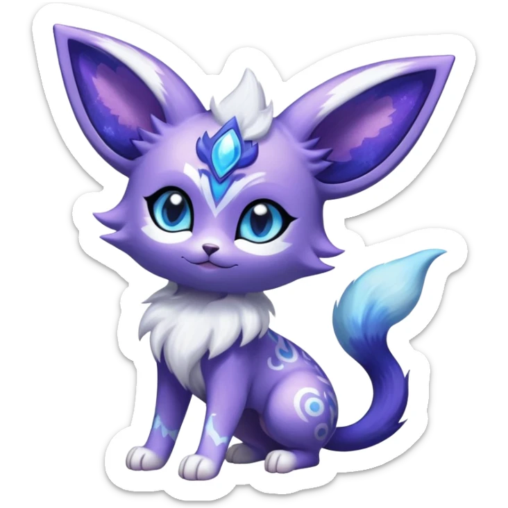 Shiny Exotic Cute Nebulae Adorable Majestic Espeon-Meowstic-Hybrid-Creature with pattern-markings sticker