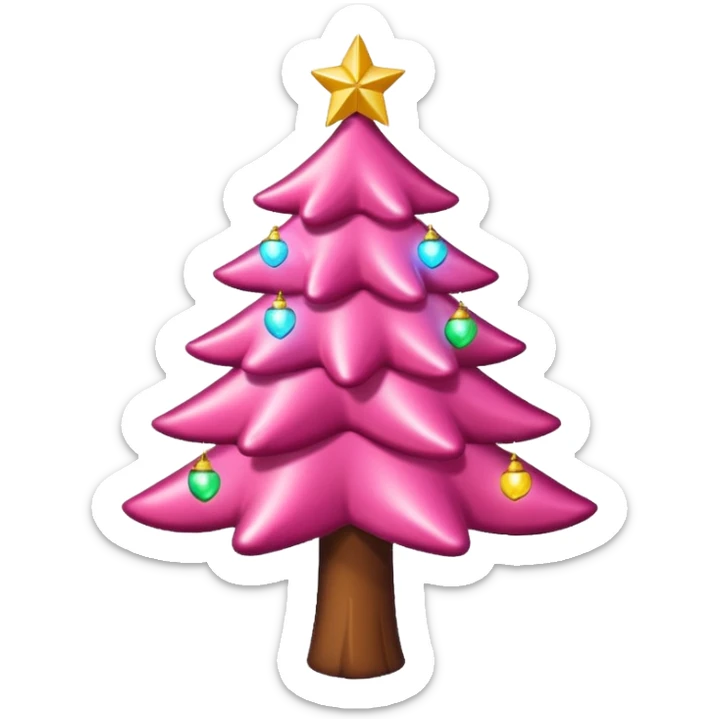 Crea un arbol de navidad en color rosa que parezca de caramelo Agrega luces navideñas has que la estrella brille sticker