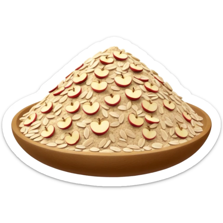 mound or scatter of oat flour fine pale beige powdery matte with a few rolled oats on the surface no bowl or packaging just the flour apple emoji style soft lighting transparent background emoji scale sticker
