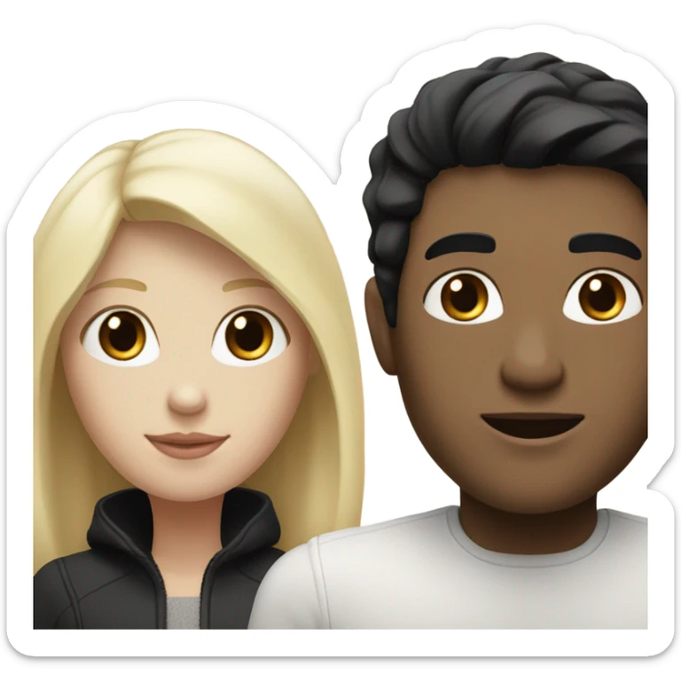 Couple man with black hair white skin girl with blonde hair white skin  sticker