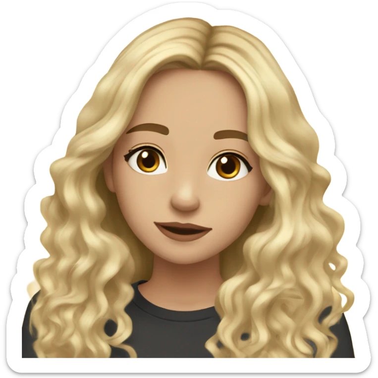 Beautiful girl,blonde hair,wavy hair，long hair, brown eyes sticker