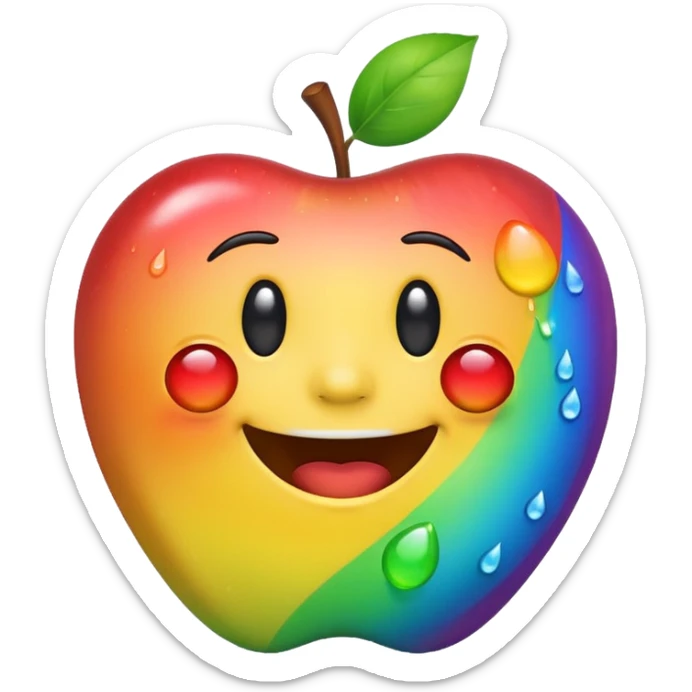 Laughing rainbow tears emoji, apple style, with a wide grin and tears in rainbow colors sticker