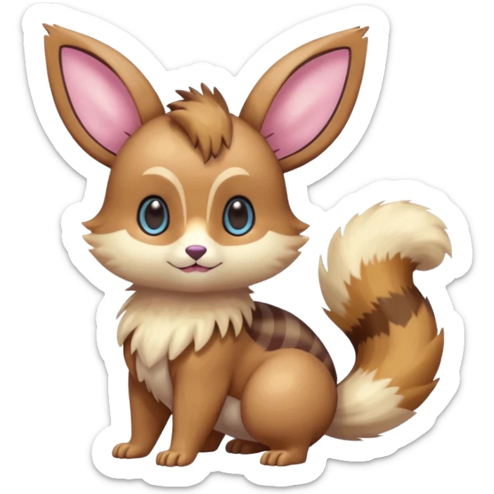 Kawaii Shiny Colorful Pastel Furret-Eevee-fusion Full Body sticker