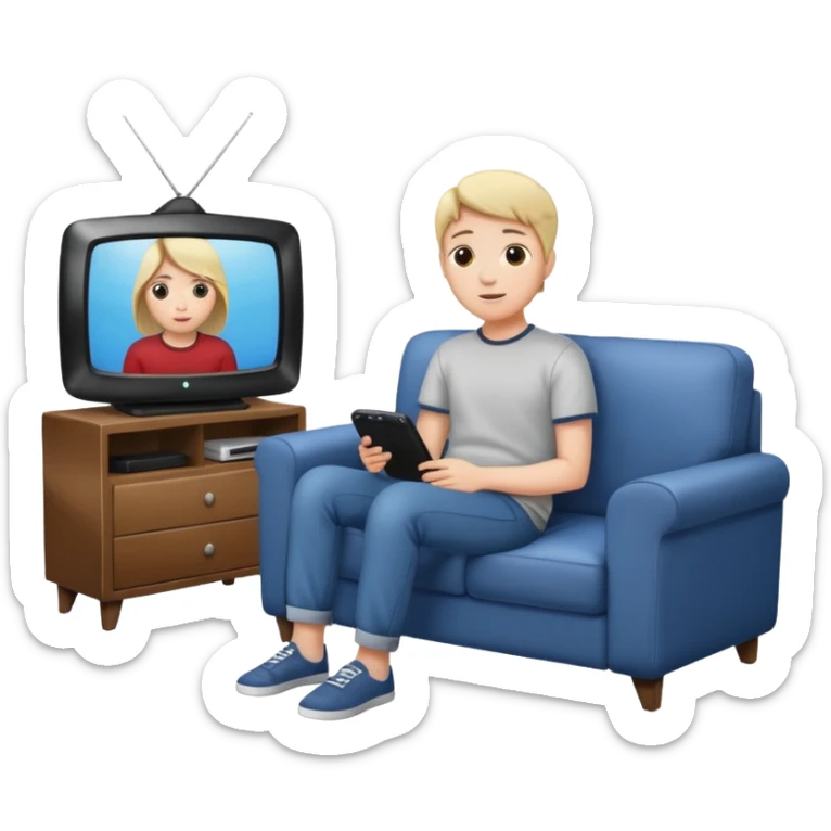 person watching a movie on the TV in their living room sticker