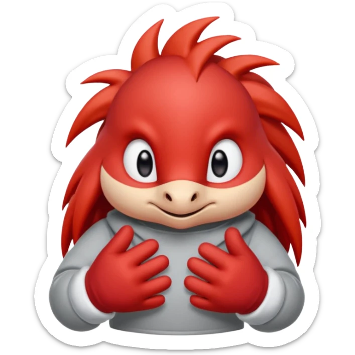 knuckles a red animal with peach arms and white mittens that have no fingers , he’s a echidna with red eyes sticker