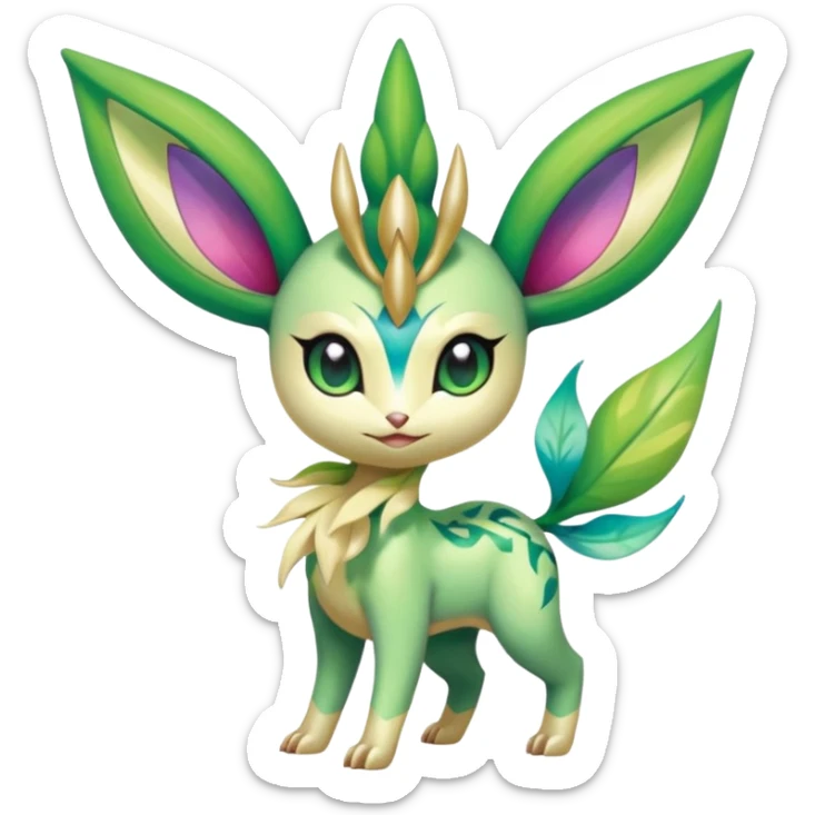 Colorful Exotic Meloetta-Celebi-Leafeon-Shaymin-Venom-Stitch-Fakémon-creature-hybrid sticker