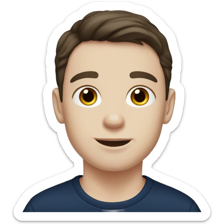 pale brunette boy with dark brown hair and freckles in navy top sticker