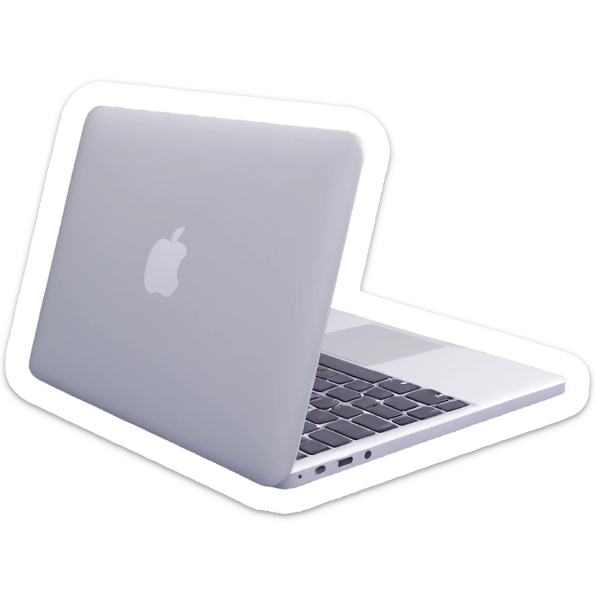 3D illustrated cartoon of a MacBook, simple style, high detail, smooth and concise rendering sticker