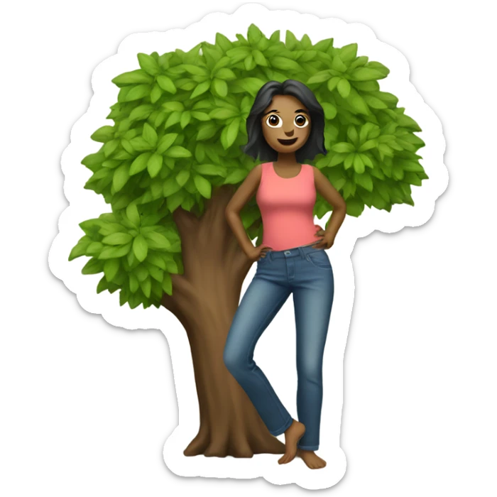 woman tree in pants sticker
