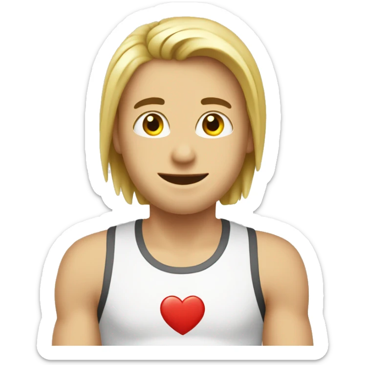 Caucasian healthy energy emoji wearing a tank top with a heart on the front sticker