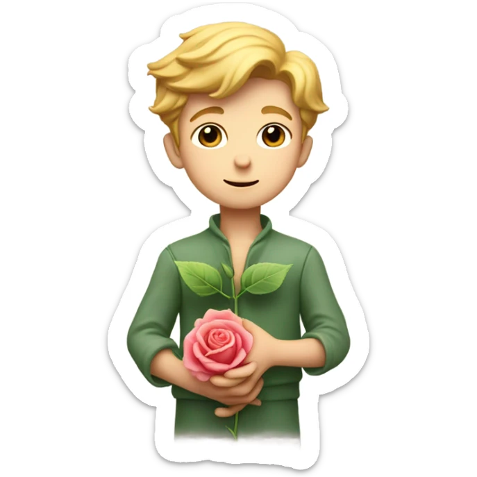 The little prince taking care of the rose sticker