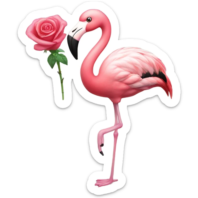 Flamingo with rose sticker