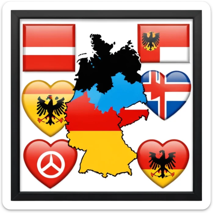 Germania divisa con bandiera L: US sud-ovest (Monaco, Francoforte), UK nord-ovest (Amburgo, Colonia), URSS est (Berlino Est, Dresda), France sud-ovest (Stoccarda, Friburgo) sticker