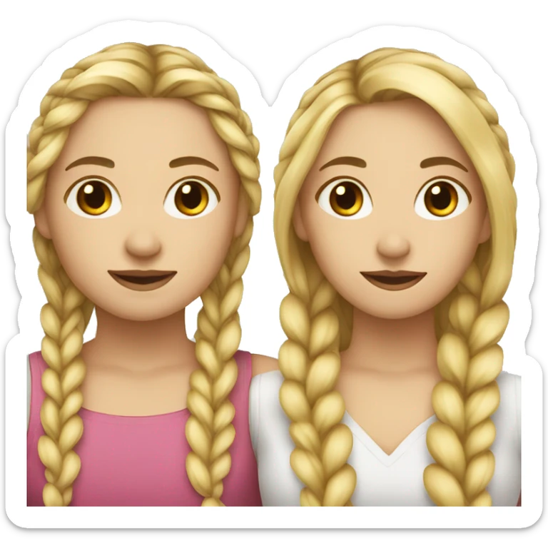 female couple long blonde hair and one hair is braided  sticker