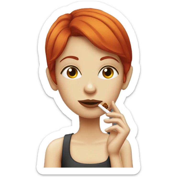 Girl with red hair Smoking a cigarrette sticker