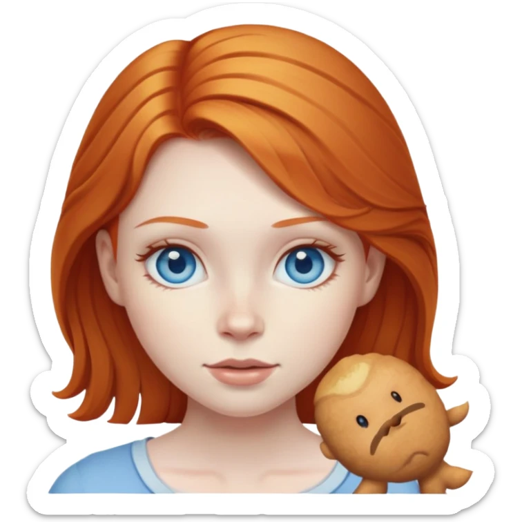 realistic portrait of a ginger girl with blue eyes and pale skin sticker