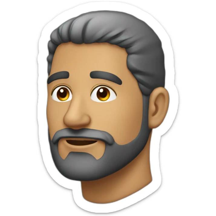 Hombre blanco de 36 años, sin cabello en la cabeza y con barba negra sticker