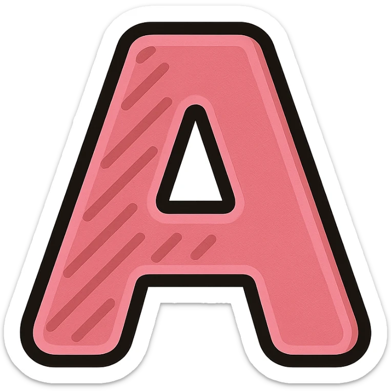 icon of a pink letter made of textured cardboard, with raised relief effect, minimalistic sticker