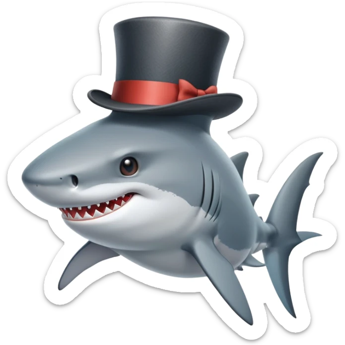 Shark with a top hat sticker