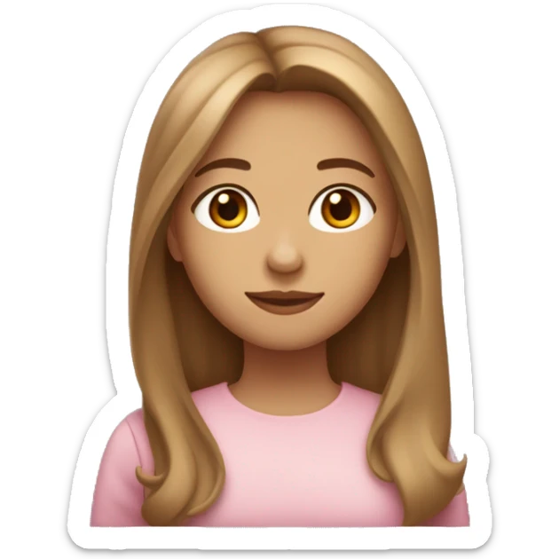 “A girl with light brown hair, slightly almond-shaped eyes, heart-shaped lips, and medium-length hair.” sticker