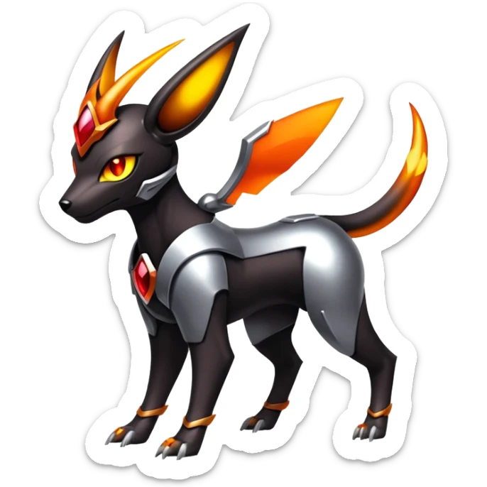 Shiny Gothic Exotic Futuristic Houndoom-Genesect-Torracat-Pokémon-Fakémon-hybrid-creature sticker