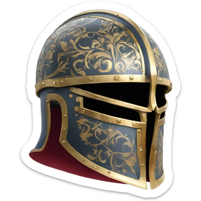 ornate french full-face armet helmet intricate inlays sticker