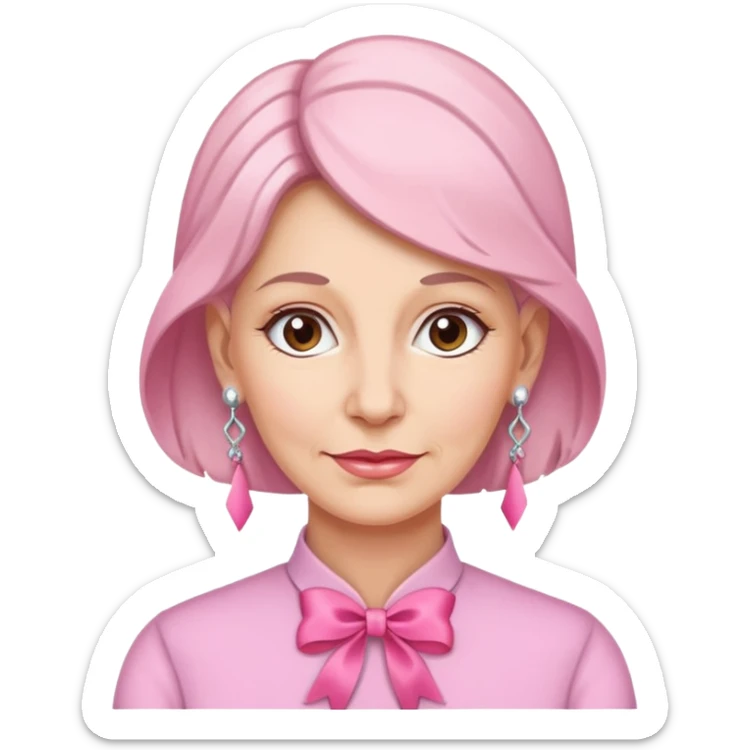 Mature Women with earrings of pink ribbons sticker