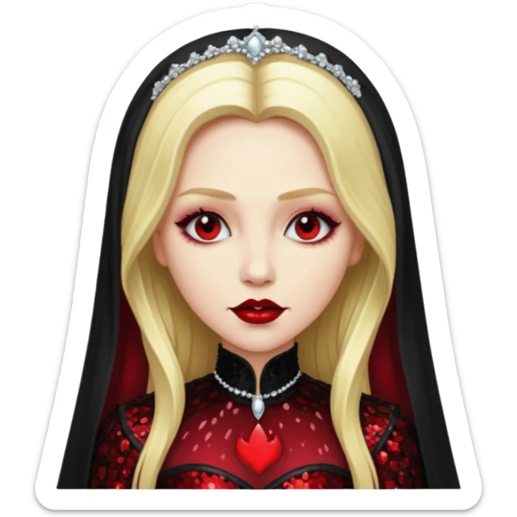 Bride of Dracula with long blonde hair, black sequin outfit sticker