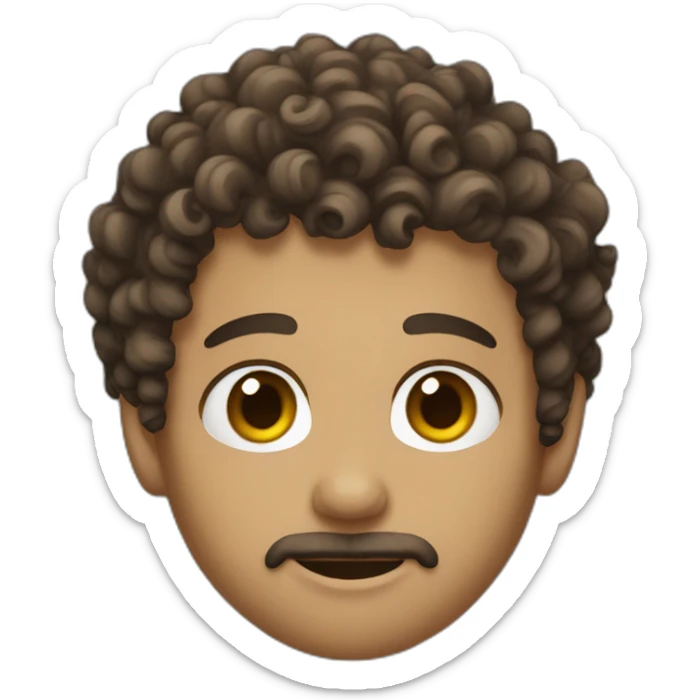 Curly short hair, brown light skin, big nose, short beard, brown eyes sticker