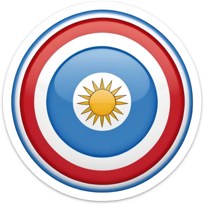 Bandera de Paysandú Uruguay.  La bandera de Paysandú es dos franjas horizontales a los bordes, azul con rojo en el medio, en el centro es blanca con un círculo azul y rojo sticker