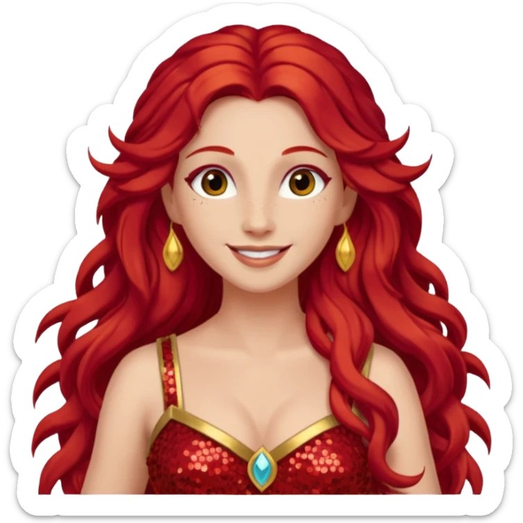 Vesta, Goddess of Hearth from Gods and Goddesses with long red hair, red sequin outfit sticker