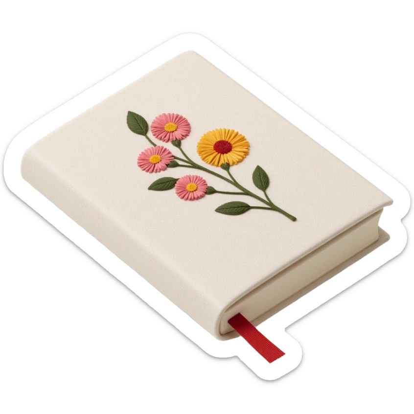pretty ivory floral embroidered hardcover journal sticker