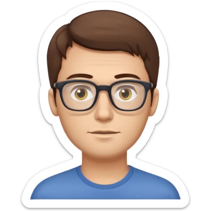 a young dad with brown hair, longer face, light yellow skin color, small eyes with rectangular glasses, without beard sticker