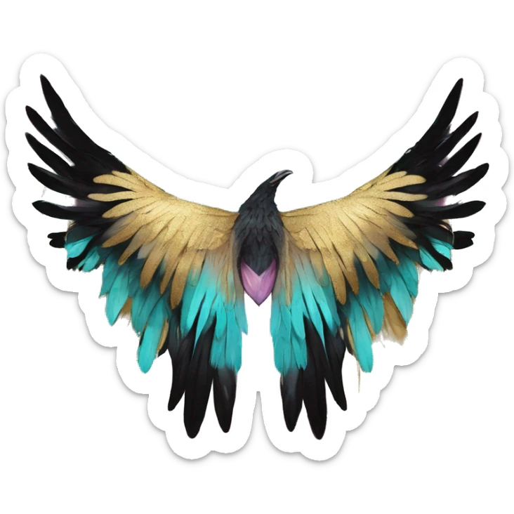 Dark black Beige cyan Pink magenta burgundy maroon cyan beige gray coyote black stripes wearing gold jewellery gold piercings gold gilded vintage watercolour tie dye black raven wings sticker